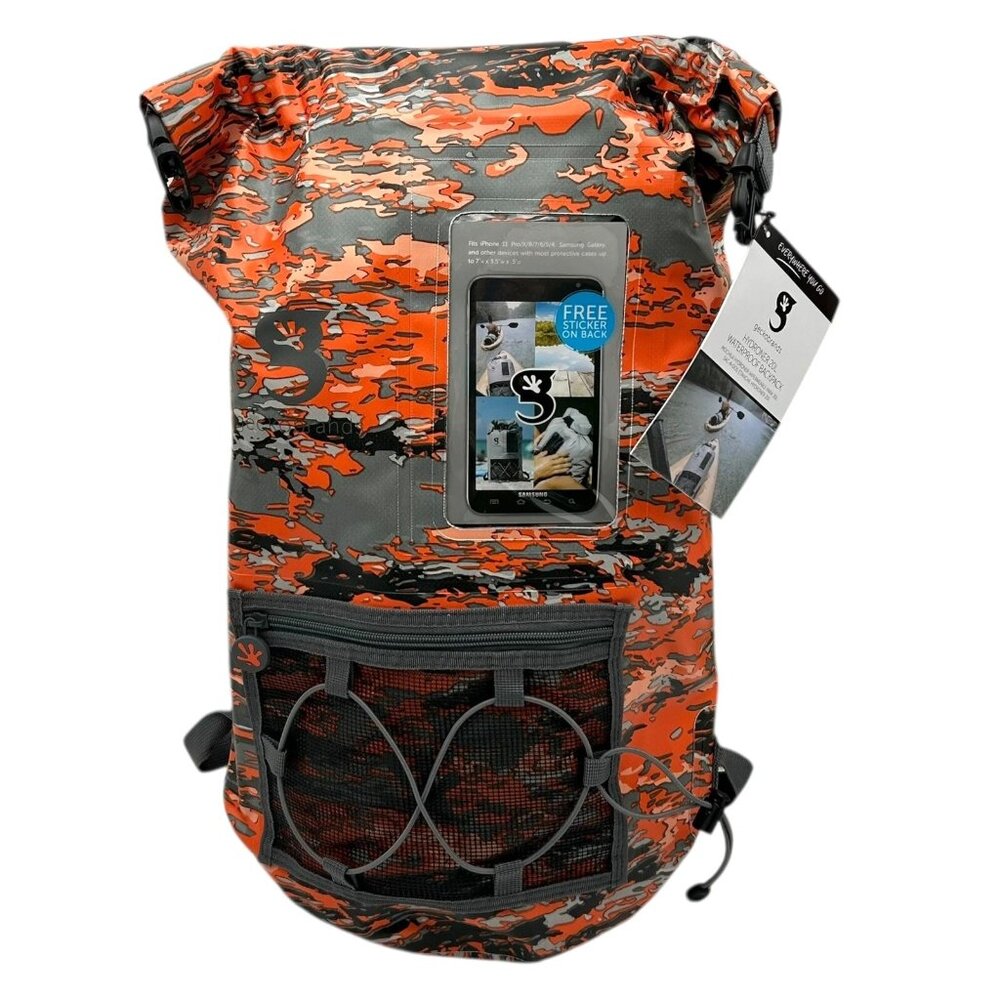 GECOBRANDS Hydroner 20L Camo‎ Dry Bag Waterproof Backpack Orange-Gray Roll Top